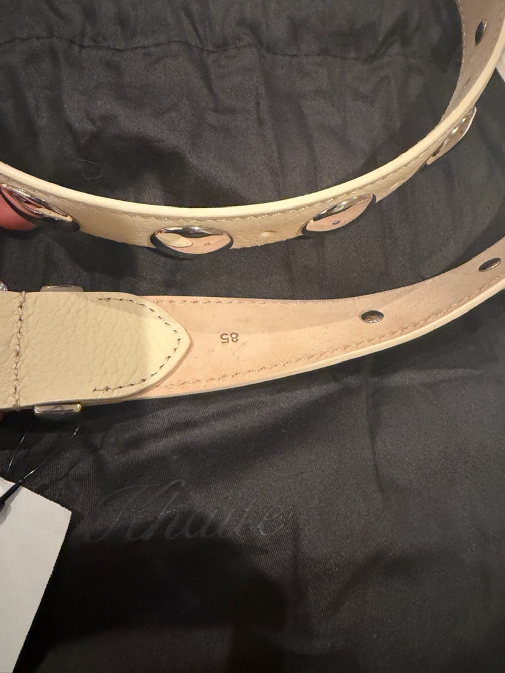 KHAITE Benny Studded Belt in Dark Ivory Leather *with dust bag - Picture 4 of 5